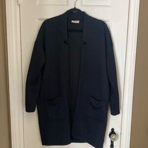 Luxzuz navy blue quilt cardigan